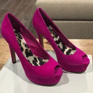 Jessica Simpson pink suede heels